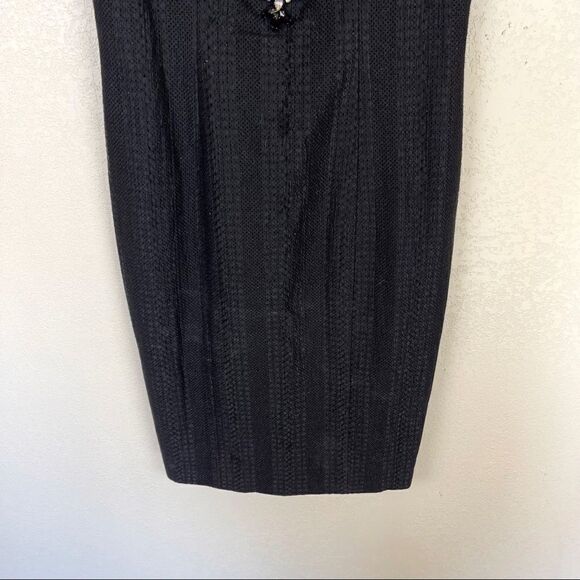 Carolina Herrera Black Tweed Gem Rhinestone Cocktail Dress Size 6 - Picture 3 of 10